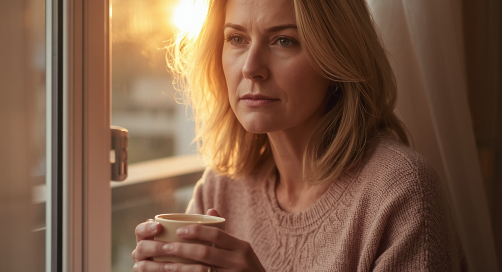 Femme en périménopause fatigue matinale quarantaine