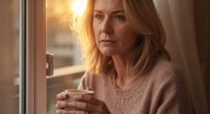 Femme en périménopause fatigue matinale quarantaine