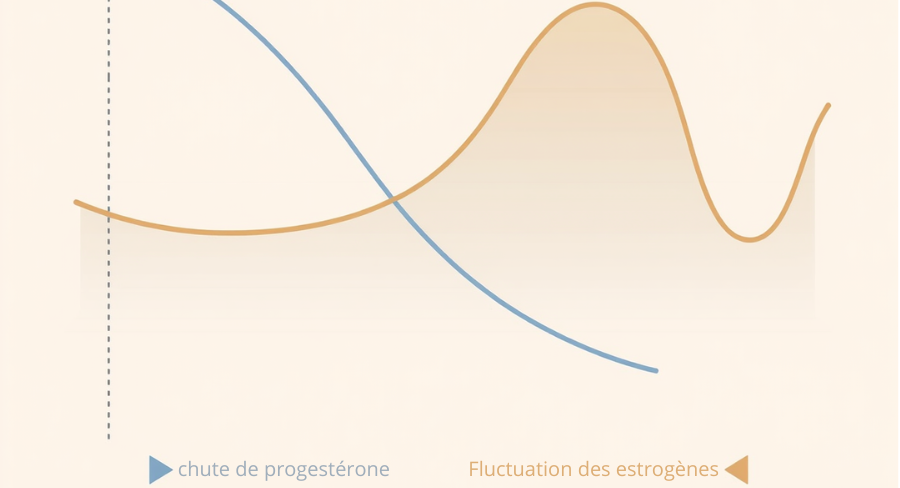 Fluctuations hormonales périménopause : chute progestérone et œstrogènes en montagnes russes