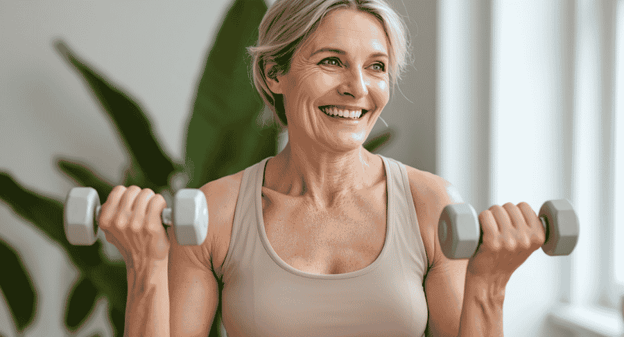 Femme périménopause renforcement musculaire pour énergie et masse musculaire