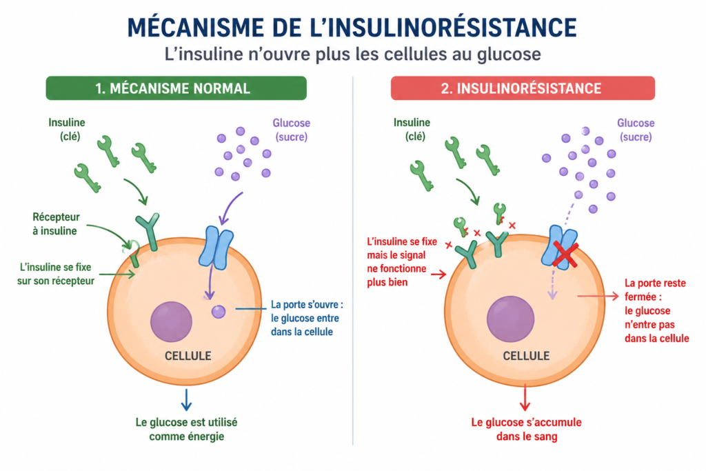 femme insulinoresistance mecanisme insuline-glucose